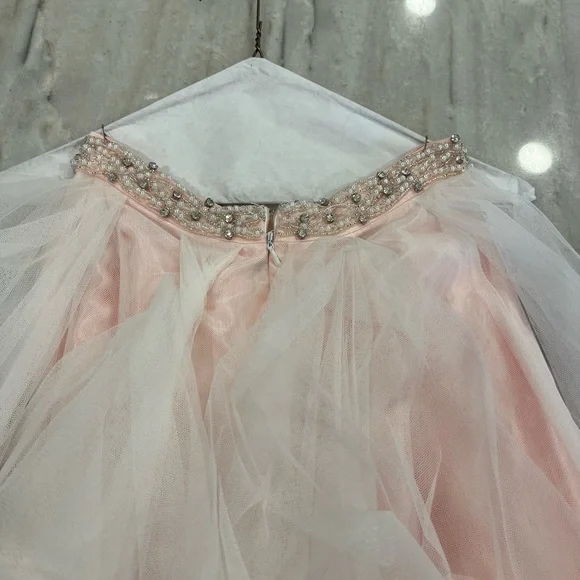 ALYCE PARIS 2 PIECE PROM VALENTINE DANCE DRESS BEACH WEDDING 0/2 Champagne Pink